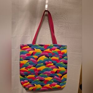 Colorful 15X15 Handmade Dolphin Print Tote Bag